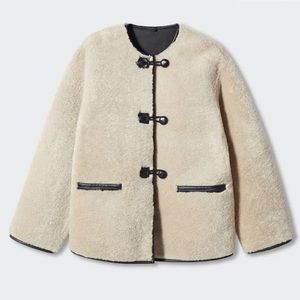 Mango Appliqués Faux Fur Coat